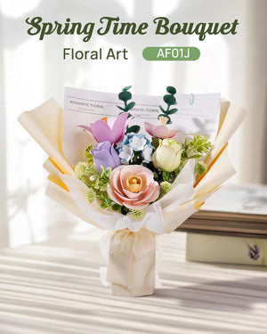 ROBOTIME 3D Plastic Flower Puzzle, Spring Time Bouquet DIY Model Kits For Gift AF01J - Image 8