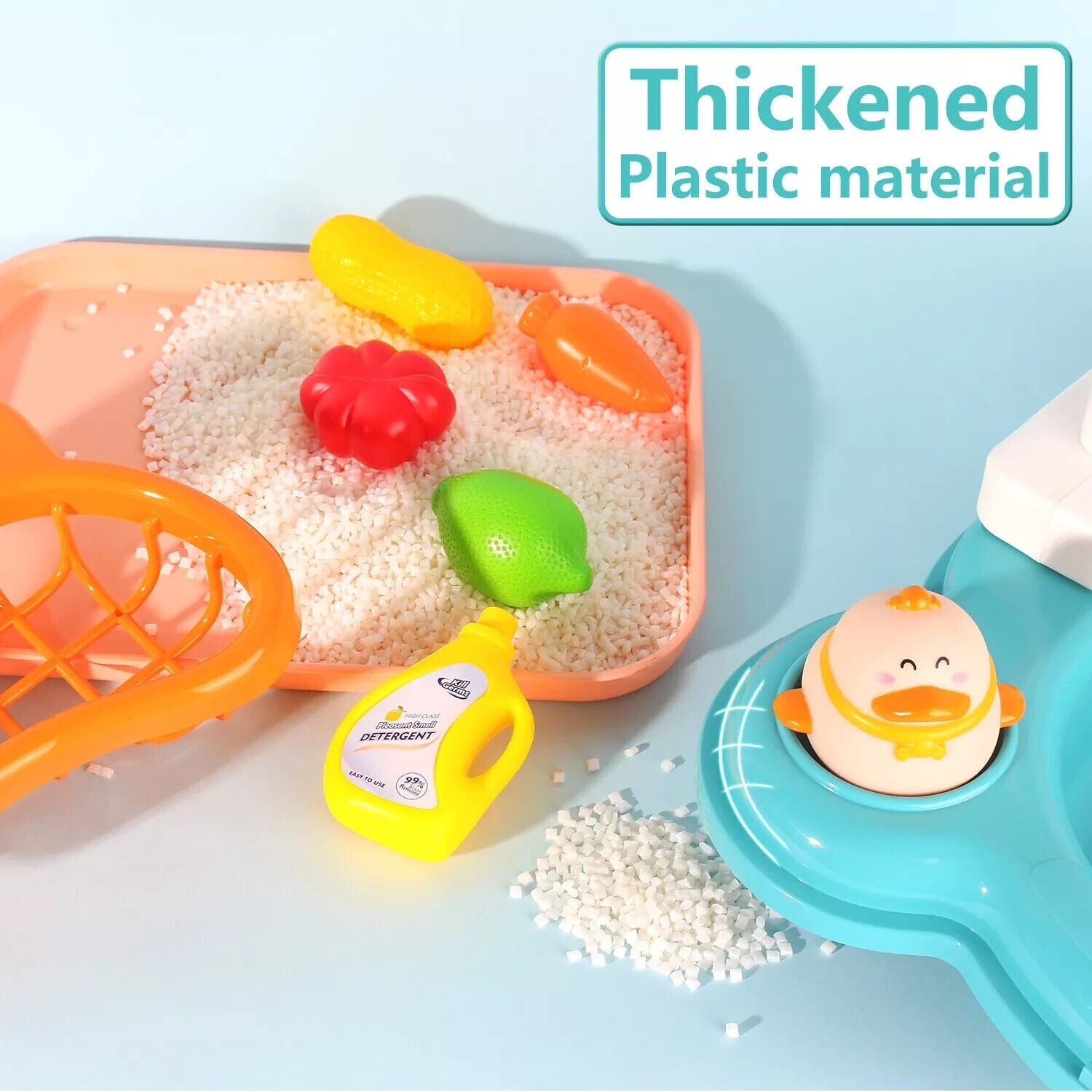 Play Sink With Running Water, 3-in-1 Toddler Kitchen Toys, Fishing Set, Tracks