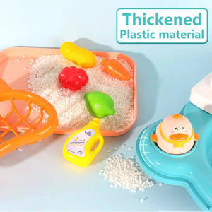 Play Sink With Running Water, 3-in-1 Toddler Kitchen Toys, Fishing Set, Tracks - Image 3