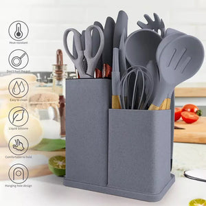 19pcs Set Non-Stick Silicone Kitchen Utensil Spatula Spoon Cooking Cookware Gift - Image 1