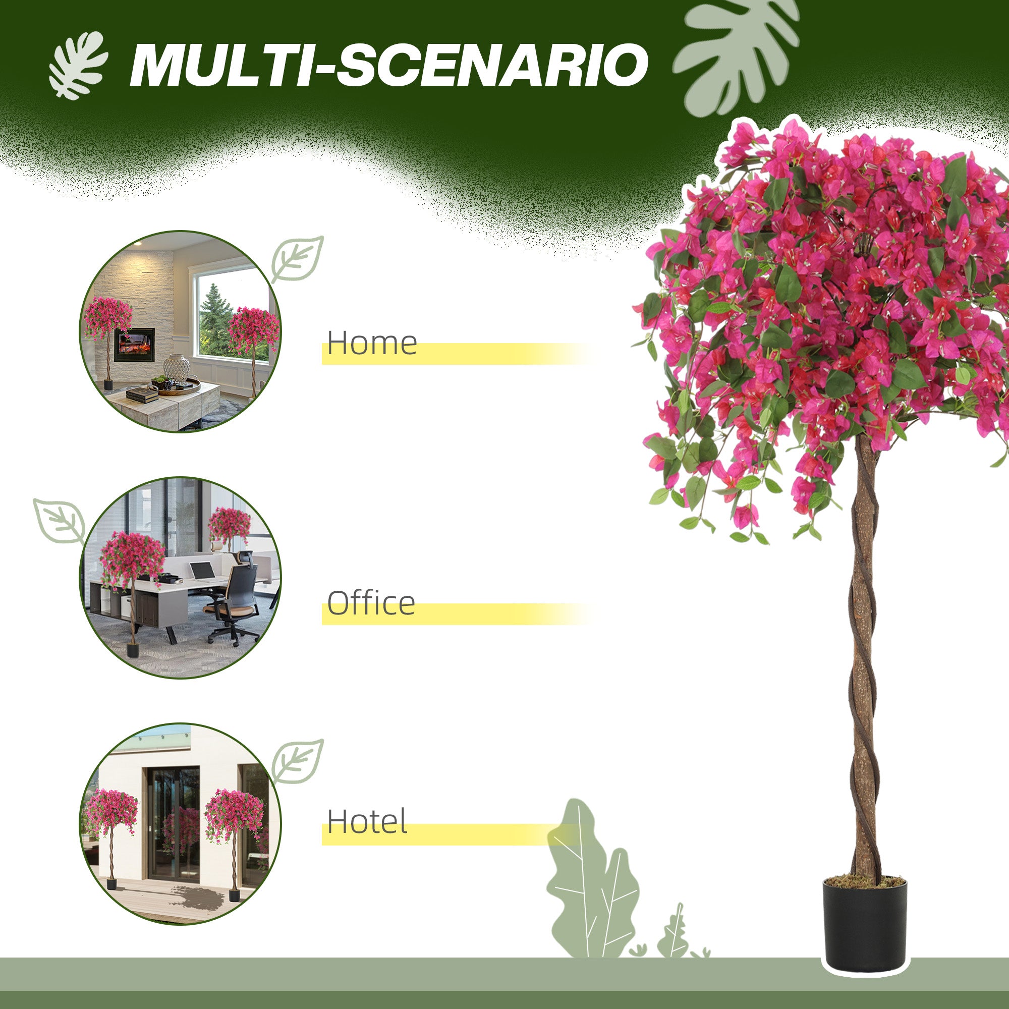 Set Of 2 Decorative Artificial Plants, Murraya Flowers In Pots, Fake Plants For Home Indoor Decor, 120cm, Red