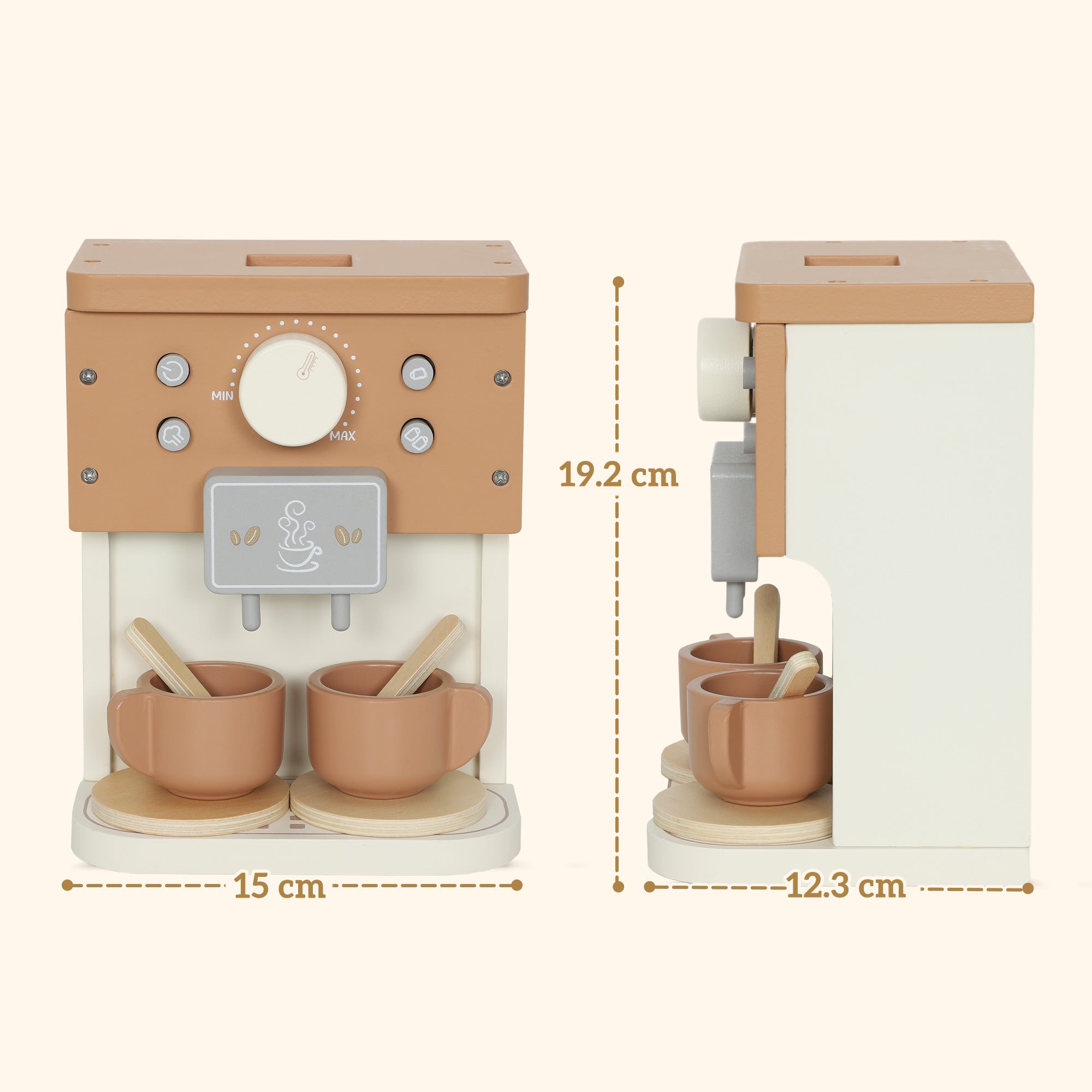 Kids Wooden Coffee Machine Toy, Pretend Play Kitchen Accessories Gift For Boys And Girls Ages 3+
