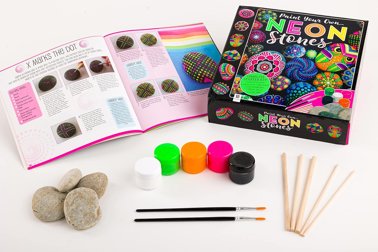 Hinkler Paint Your Own Neon Stones Rock Painting Kit