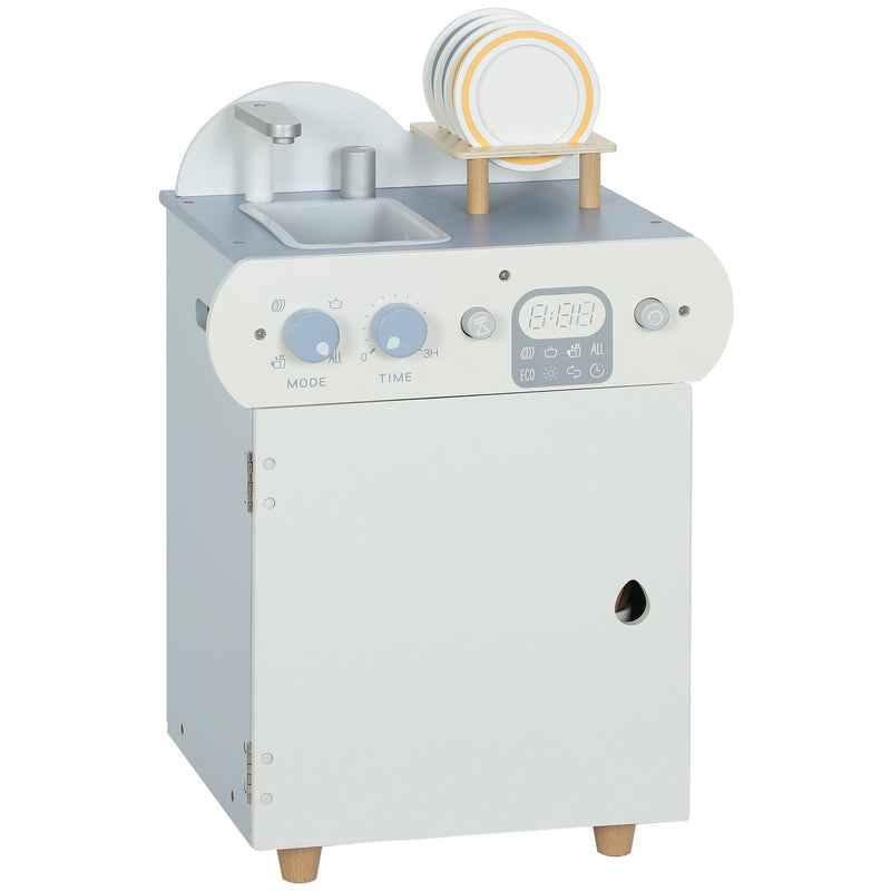 Wooden Dishwasher Playset, Kitchen Sink Toys With Faucet, Sink And Accessories, Gift For Boys Girls Toddlers