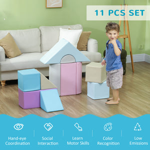 11-Piece Kids Soft Play Set, Foam Block, Toys For Climbing, Crawling, Blue - Image 2