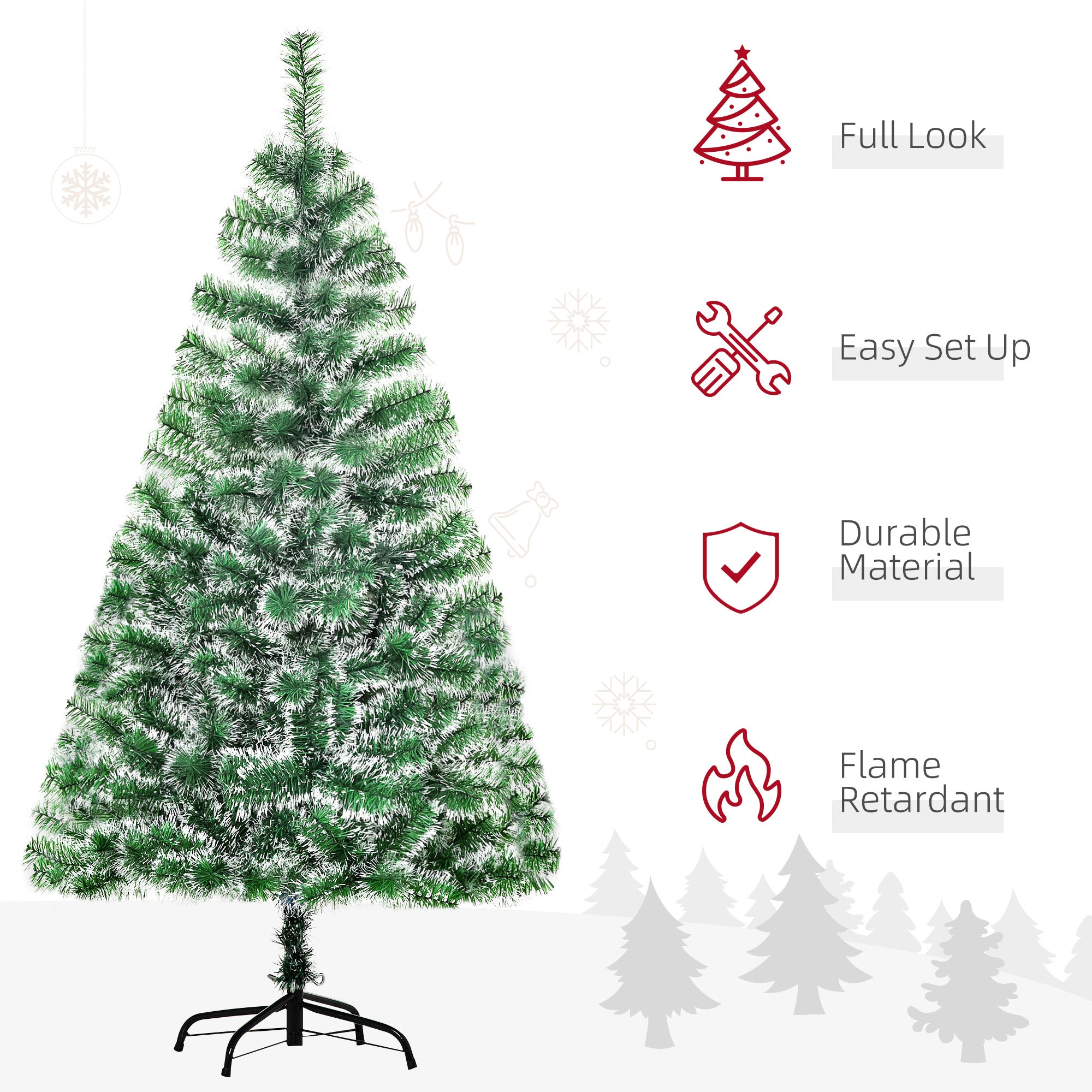 5FT Indoor Christmas Tree Artificial Decoration Xmas Gift With Metal Stand Branch Tips